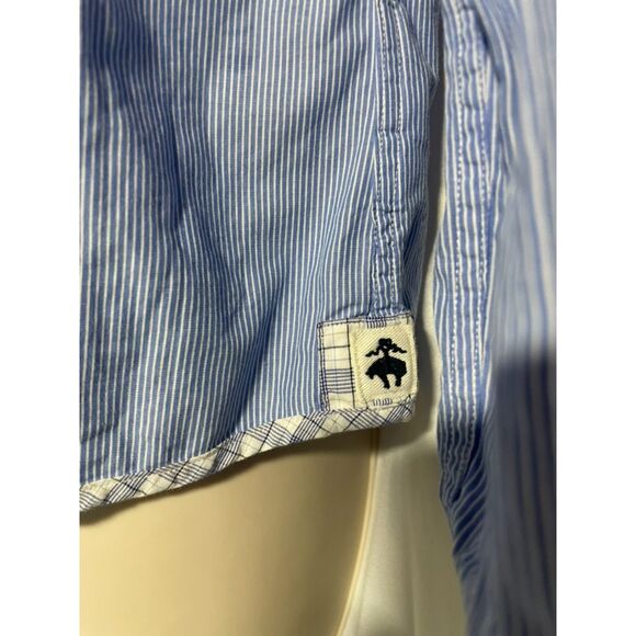 Brooks brothers ruffle front button down stripe and plaid  shirt size 2 - Picture 5 of 5